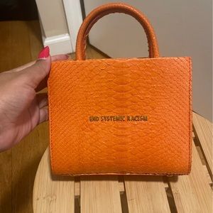 Brandon Blackwood ESR tote in Orange Python